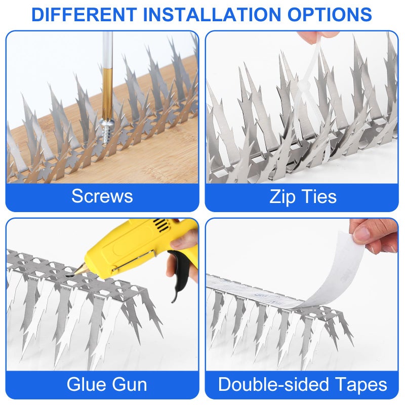 Quunoot Bird Spikes  10 FT Stainless Steel Bird Deterrent Spikes  Pigeon Spikes for Outside to Keep Birds Squirrel Raccoon Cat Away  for Garden Fence Roof Window Sill and Wall(10 Pack) - Image 5